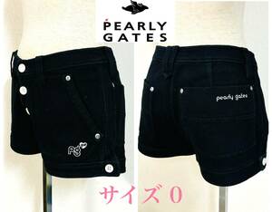 PEARLY GATES　パーリーゲイツ　ボタンフライ　ショートパンツ　ゴルフウェア　ブラック　サイズ０