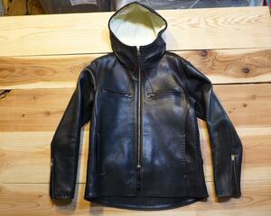 美品ナンバーワンレザー初期レッドムーン40マッドドッグfine黒creek刺し子leathers Red Moon L相当 bucoライダース ジャケットブラック