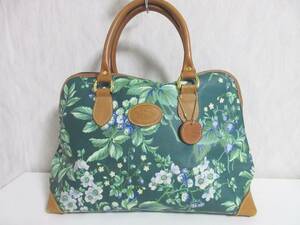 ローラアシュレイ LAURA ASHLEY 花柄 ボストンバッグ ハンドバッグ 緑 グリーン hj1110