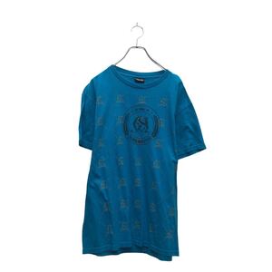 QUIKSILVER 半袖 プリント Tシャツ クイックシルバー M~ ブルー クルーネック バックプリント 古着卸 アメリカ仕入 a605-6126