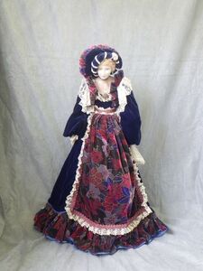 h4F013Z- 西洋人形 ビスクドール アンティーク 人形 貴婦人 ドレス スタンド付 高さ約80㎝