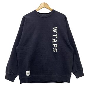 WTAPS ダブルタップス 231ATDT-CSM02 Design 01 / Sweater / Cotton. College ロゴ スウェット ネイビー系 サイズ4＝XL 正規品 / 36459