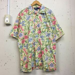 90s 90年代 Polo Ralph Lauren ポロ ラルフローレン CLAYTON コットン アロハシャツ 花とトンボ 蝶々 サイズL 半袖 