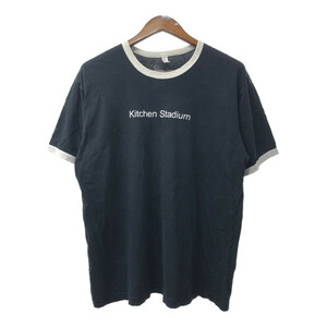 AMERICAN APPAREL アメリカンアパレル Kitchen Stadium リンガーＴシャツ ブラック (メンズ XL) 中古 古着 Q6628