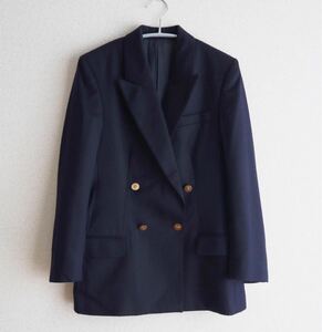 Aquascutum　金ボタン 紺ブレ ダブルテーラードジャケット　