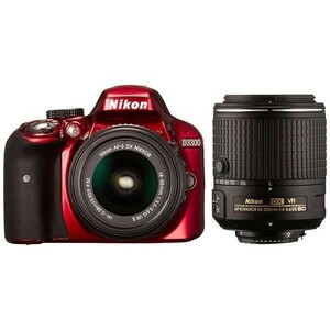 中古 １年保証 美品 Nikon D3300 18-55mm 55-200mm II VR ダブルズームキット2 レッド