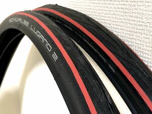 【送料無料】Schwalbe LUGANO2 ブラック×レッド700×25C 新品2本セット