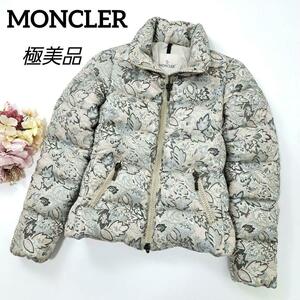 極美品 希少 MONCLER モンクレール 正規品 SARIETTE 総刺柄 ダウンジャケット ダウン 0 ラメ糸 刺繍 マット 極暖 シルバー アイボリー