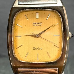 美品 1970年代製 SEIKO セイコー Dolce ドルチェ 5931-5341 腕時計 アナログ クオーツ ヴィンテージ 亀戸製 3針 ゴールド文字盤 スクエア