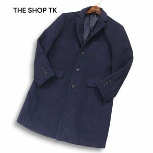 THE SHOP TK タケオキクチ 秋冬 ウール混★ フランネル チェスター コート Sz.M　メンズ ネイビー　I4T02993_9#N