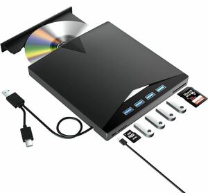 CD DVDドライブ 外付け USB HUB ポータブル 光学ドライブ