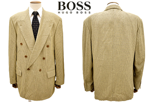 L-2043★美品★BOSS HUGO BOSS ボス ヒューゴボス★ドイツ製 通年 シルク VIRGIN WOOL ダブル テーラードジャケット ブレザー 052