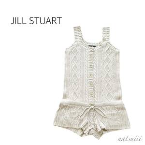 JILL STUART ジルスチュアート . アラン編み ケーブル コットン ニット サロペット オールインワン ルームウェアにも 送料無料