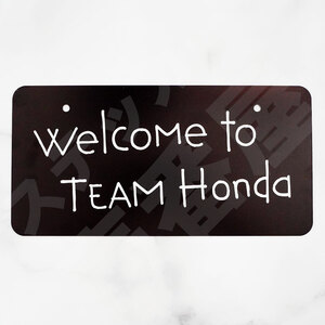 展示用ナンバープレート【 welcome to TEAM Honda ブラック×ホワイト 】　1枚　HONDA ホンダ　ファッションプレート　ライセンスプレート