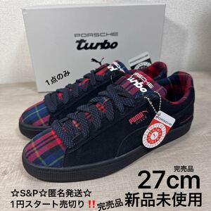 1円スタート売切り 新品未使用 27cm 完売品 PUMA プーマ Suede Classic Tartan 308417 定価17,600円 ポルシェレガシー タータン ブラック