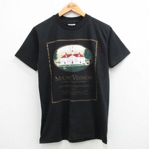 【30%OFF】S/古着 ヘインズ 半袖 ビンテージ Tシャツ メンズ 80s MOUNT VERNON クルーネック 黒 ブラック 24may17 中古 3OF