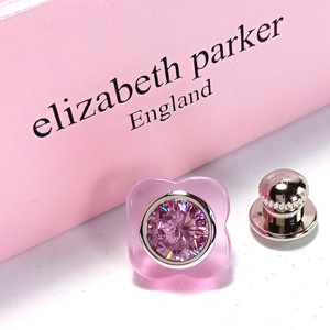 【epp23】新品　ELIZABETH PARKER　エリザベスパーカー　フラワーピンズ　ピンバッジ　ピンククリスタル　お花　シルバー