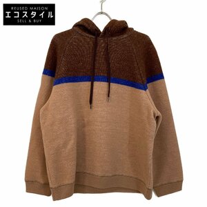 Coohem コーヘン 20-204-025 ブラウン×ピンク RETRO FELT KNIT パーカー ブラウン ベージュ XL トップス ウール メンズ 中古