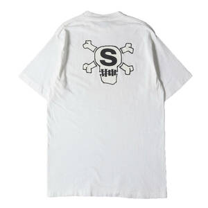 STUSSY ステューシー Tシャツ サイズ:L 80s OLD STUSSY 黒タグ スカルボーン クルーネック Tシャツ USA製 ホワイト 白 トップス