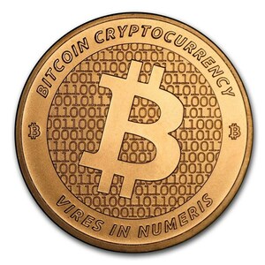 [カプセル付き] (新品) アメリカ「ビットコイン・BTC」純銅 赤金 1常衡オンス メダル