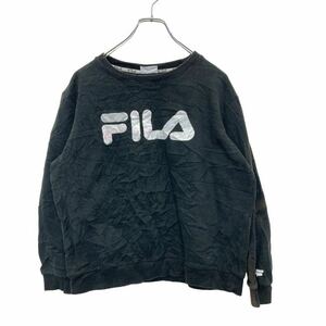 FILA プリントスウェット トレーナー Lサイズ フィラ ブラック ジュニアサイズ 古着卸 アメリカ仕入 t2406-3272