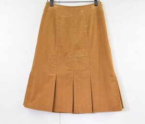 3014-24W0122★スキャパ SCAPA★美品 秋冬 キャメル コーデュロイ 茶系 スカート 38 裾プリーツ