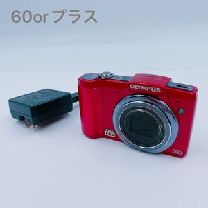 12A061 OLYMPUS オリンパス デジタルカメラ デジカメ カメラ JFW204706 レッド 赤 充電器付 通電確認済