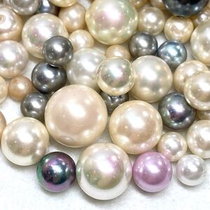 1円〜!!大量!!◯フェイクパールおまとめ2000ct◯n 約400g 宝石 jewelry 真珠 パール pearl 片穴 両穴 w4 64