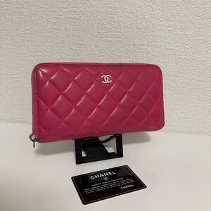 良品　 CHANEL シャネル マトラッセ ラムスキン ココマーク ラウンドファスナー ジッピーウォレット 長財布　19番代