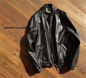 TMN-0449-002 雰囲気抜群 ARMANI COLLEZIONI 型押しクロコ × パンチング レザージャケット 46 アルマーニコレッツォーニ