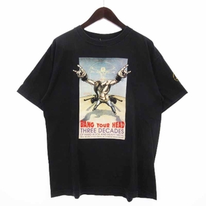 BANG YOUR HEAD バンド Tシャツ カットソー 半袖 クルーネック プリント 黒 ブラック ☆AA★ ■SM3 メンズ