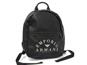 1円 EMPORIO ARMANI エンポリオアルマーニ レザー リュックサック デイパック バックパック メンズ レディース ブラック系 FJ3237