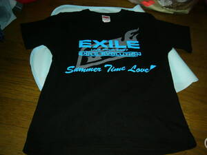 エクザイル　EXILE　黒　Tシャツ　ライブツアー2007　子供用の150cm　男女可　小柄な大人の方も　灰色水色プリント前＆背中.インテリア中古