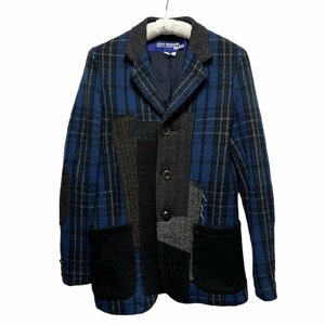 JUNYA WATANABE MAN ジュンヤワタナベマン 13AW LOOK16 ウール縮絨加工パッチワークチェックジャケット WL-J032