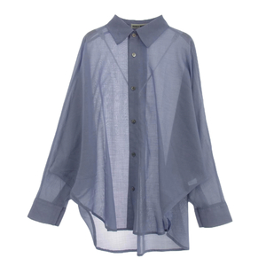 ISSEY MIYAKE イッセイミヤケ 24AW IM43FJ002 SHEER WOOL SHIRT シアー 長袖 シャツ ドルマンスリーブ パープル系 ライトブルー系【中古】