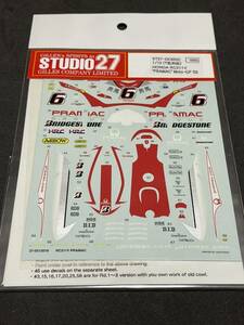 【STUDIO27】 スタジオ27　タミヤ ホンダ　RC211V　PRAMAC　　2003年 RC211V用 プラマック・デカール　　玉田誠仕様