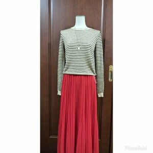 送料230円～【中古】 ZARA ザラ 長袖 ニット セーター S 茶系 ベージュ系 レディース ボーダー キラキラ ラメ 大人 素敵 春秋冬物 先取