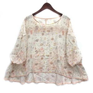 フランシュリッペ franche lippee 総柄 シアー ブラウス フレア プルオーバー ベージュ M 1175090 レディース