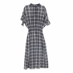 ティアラ TIARA Traditional Check Onepiece トラディショナル チェック シースルー ワンピース ブラック系 サイズ表記無【中古】