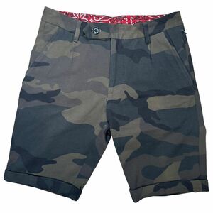 【美品】1piu1uguale3ウノピュウノウグァーレトレ/Stretch Kanoko Travel Shorts鬼鹿の子素材ショートパンツ/迷彩柄/サイズ4