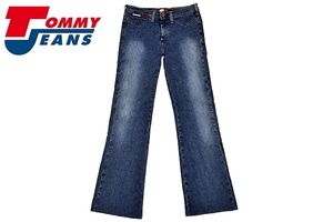 J-8325★tommy jeans トミージーンズ 0890034★カナダ製 ヴィンテージウォッシュ加工 ストレッチ素材 濃紺デニム ブーツカットジーンズ W27