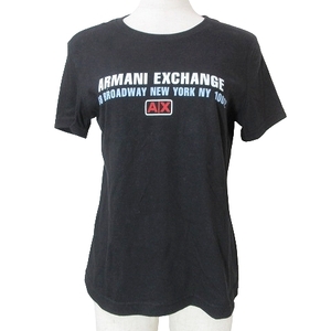 アルマーニエクスチェンジ A/X ARMANI EXCHANGE 半袖 カットソー Tシャツ ロゴ プリント クルーネック M 黒 ブラック ☆AA★ X レディース