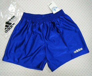 アディダス　adidas/DESCENTE　サッカー用ショートパンツ・プラクティスパンツ　青色/光沢あり　サイズ L/W 80㌢　日本製　デサント製品