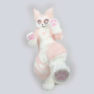 ケモノ 着ぐるみ コスプレ ファースーツ マスク fursuit ピンク