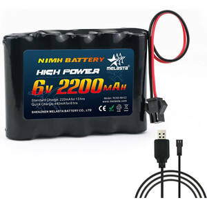 【送料無料】ラジコン 飛行機 平型 Ni-MH ニッケル水素 バッテリー 6V 2000mAh SM-2P プラグ USB充電ケーブル付き