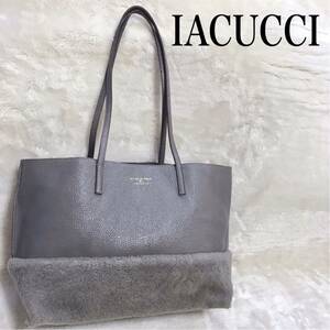 美品 IACUCCI イアクッチ ファー 切り替え レザー トートバッグ 肩がけ ムートン ハンドバッグ ショルダーバッグ