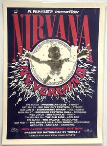 入手困難 ヴィンテージ ポスター NIRVANA NEVERMIND AUSTRALIAN NEW ZEALAND TOUR 1992 Kurt Cobain Dave Grohl Krist Novoselic 美品