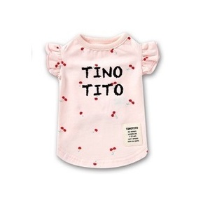 新品★TINOTITO★チェリー柄プリントTシャツ★ピンク★Lサイズ★胴回り41～43ｃｍ★犬服