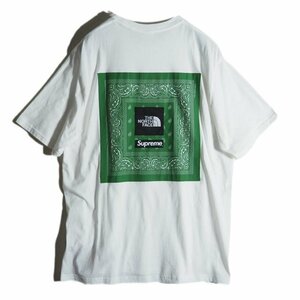 P0475f16　■Supreme シュプリーム × ノースフェイス■　新品 22SS Bandana バンダナ S/S Tee コットン Tシャツ ホワイト US/XL 白