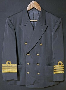 ◆海軍 制服 軍服 上着 秋冬 ダブルジャケット 大佐 袖章 航海士 ミリタリー　検索:戦前 旧日本軍 当時物　